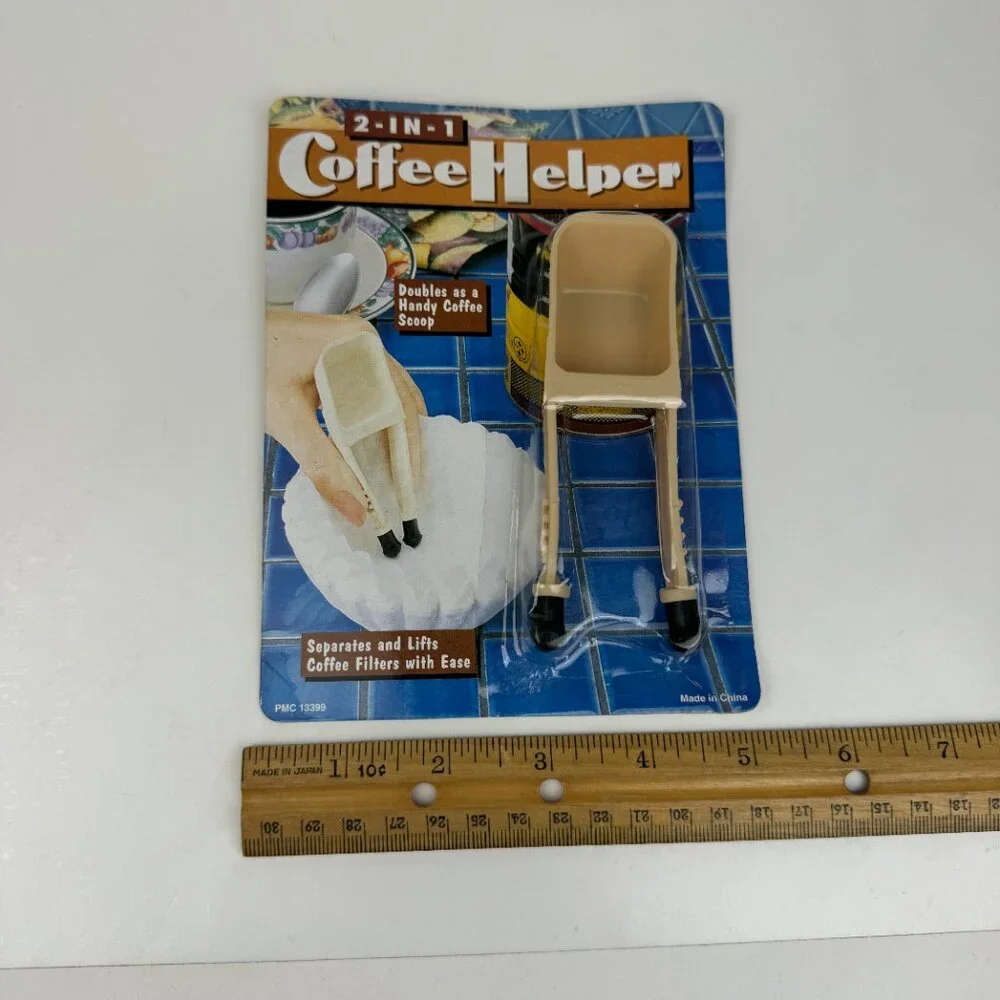 Vtg‎ Sealed Coffee Helper Scoop Filter Lifter Cream Colored Plastic 1/8 Cup Prop